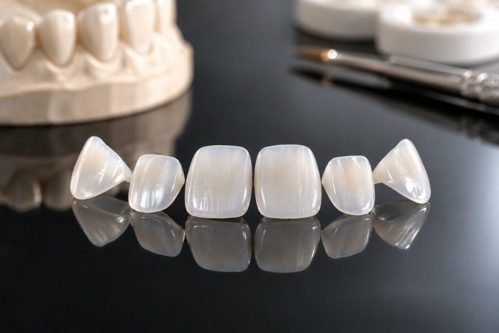 A set of porcelain veneers