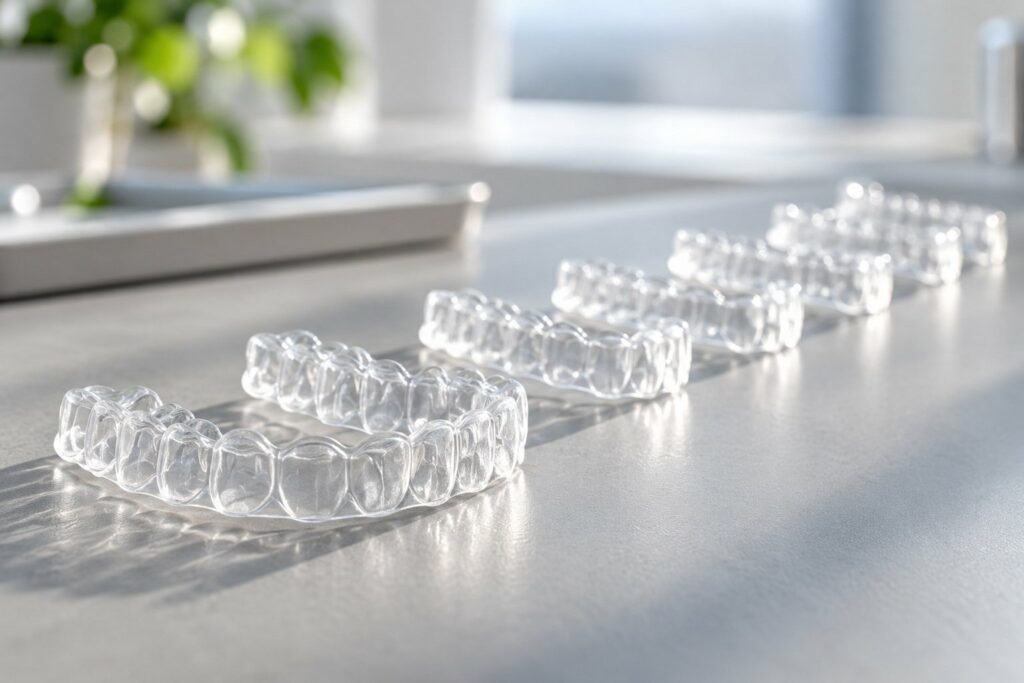 A sequence of clear aligner trays