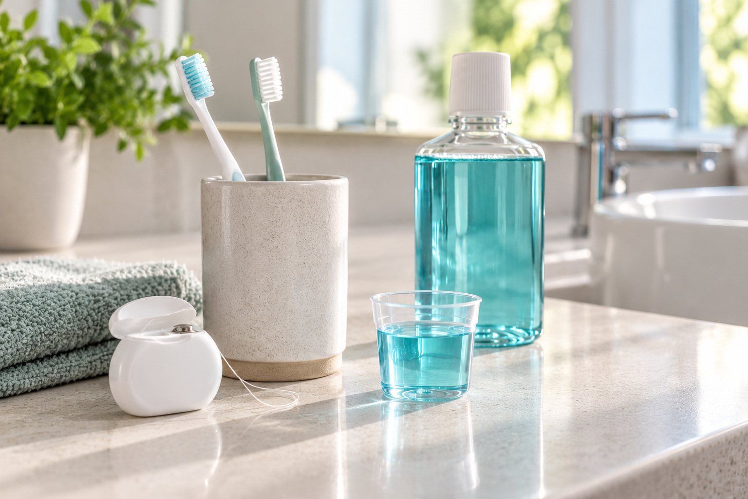 Daily oral care routine items