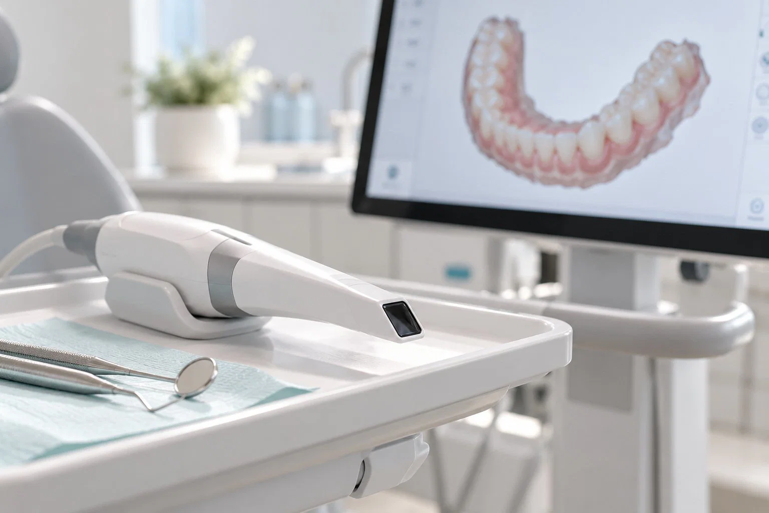 Intraoral scanner used to plan clear aligner treatment