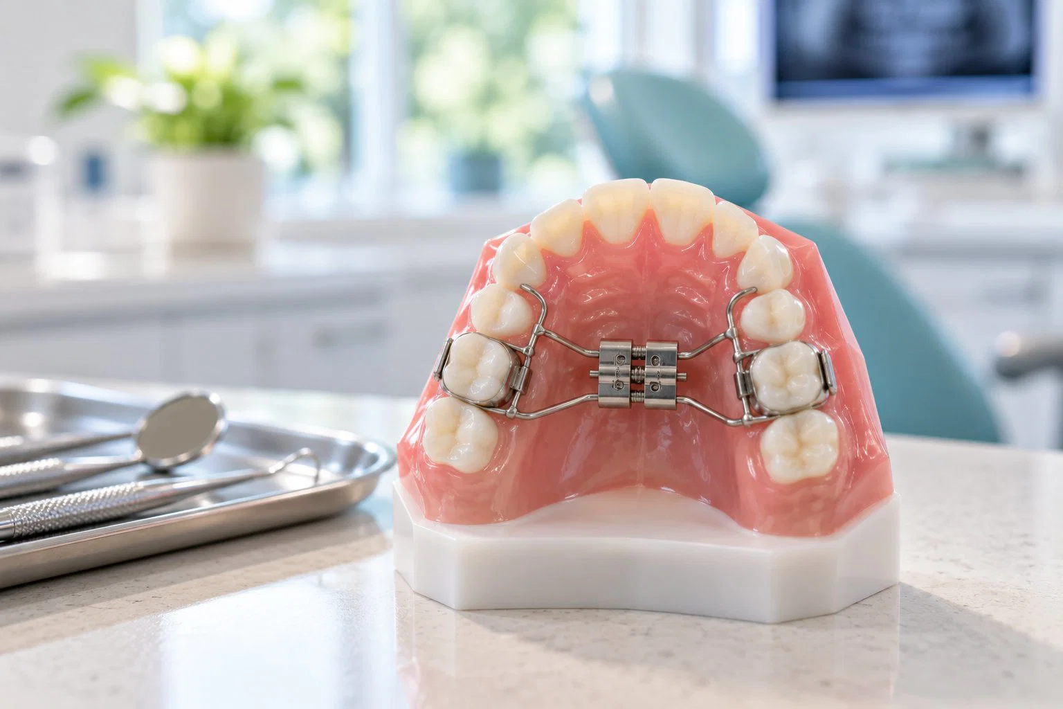 Dental model with a palatal expander